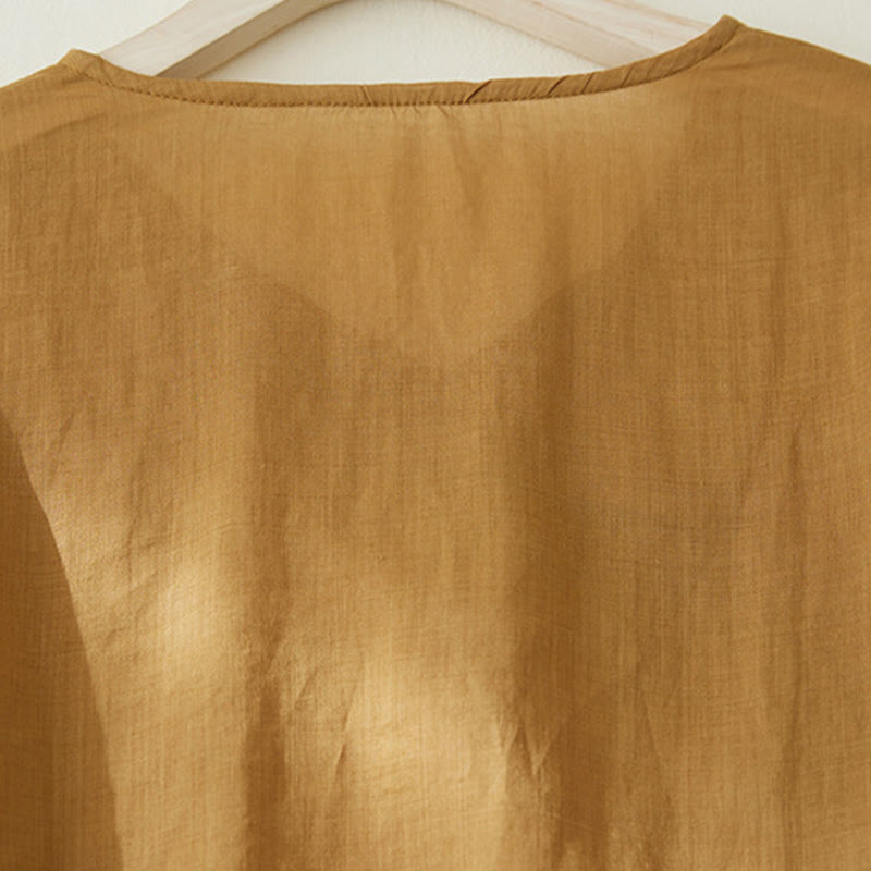 Koszula damska z haftem w kamienie Buddha Stones , z bawełny i lnu, z trzema czwartymi rękawami - image 17