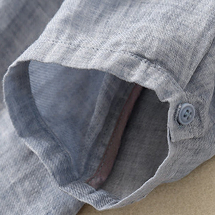 Koszula damska z bawełny i lnu z haftowanym kołnierzykiem i stójką w kształcie Buddha Stones - image 28