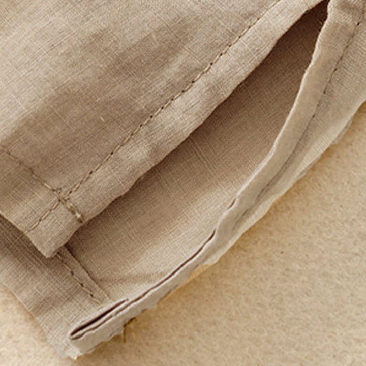 Koszula damska Buddha Stones Casual haftowana z kwiatami i dekoltem w serek, luźna, z półrękawem, z bawełny i lnu - image 18