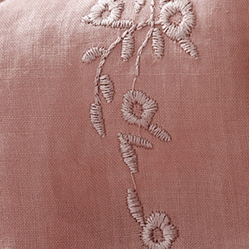 Koszula damska Buddha Stones Casual haftowana z kwiatami i dekoltem w serek, luźna, z półrękawem, z bawełny i lnu