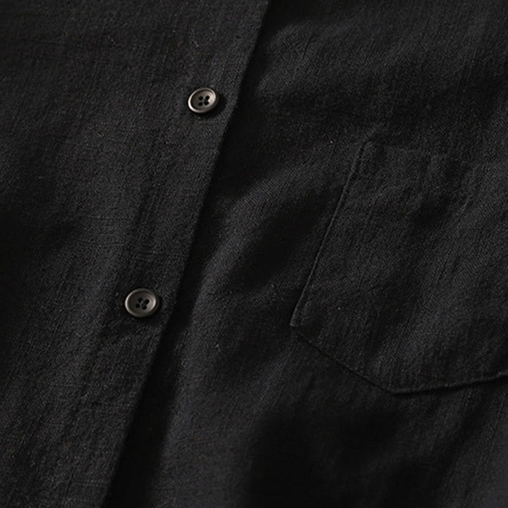 Koszula damska Buddha Stones Casual Loose Standing Collar Long Sleeve Design Gładka bawełniana lniana - image 15