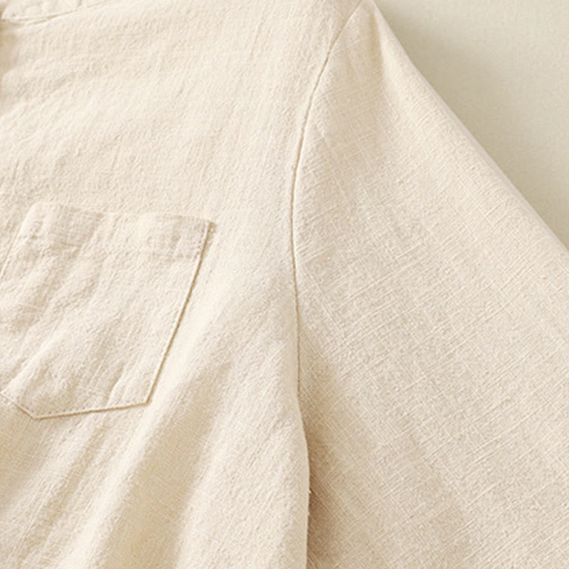 Koszula damska Buddha Stones Casual Loose Standing Collar Long Sleeve Design Gładka bawełniana lniana - image 10