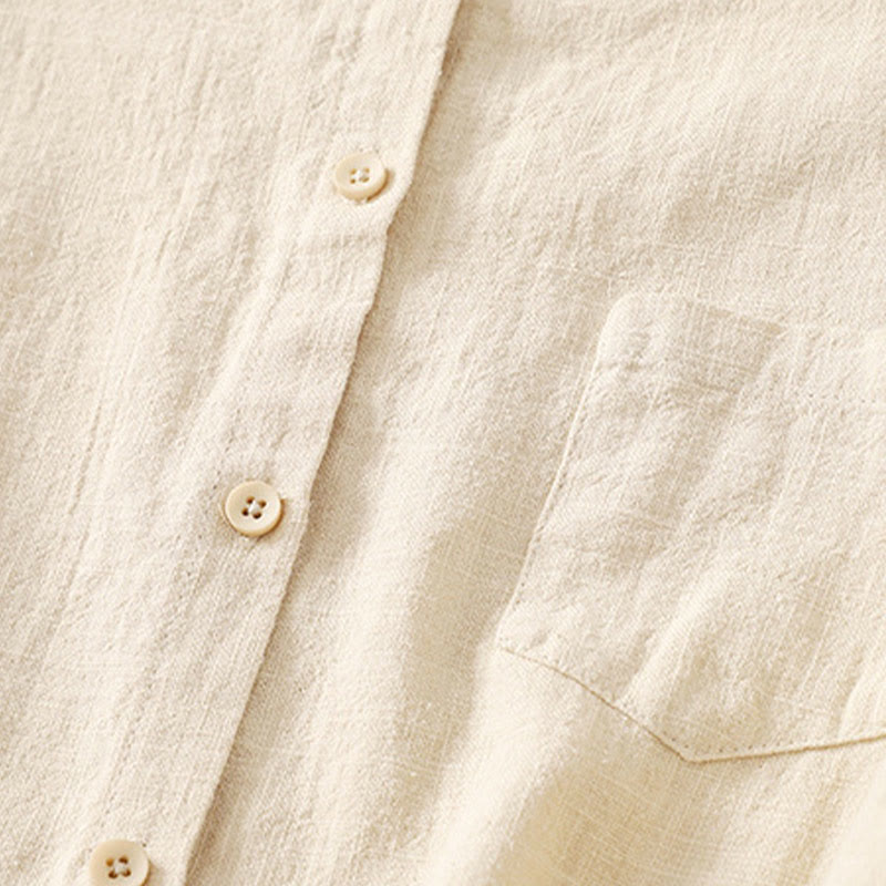 Koszula damska Buddha Stones Casual Loose Standing Collar Long Sleeve Design Gładka bawełniana lniana - image 8