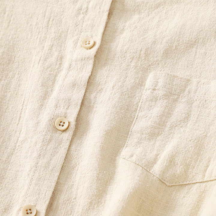 Koszula damska Buddha Stones Casual Loose Standing Collar Long Sleeve Design Gładka bawełniana lniana - image 8