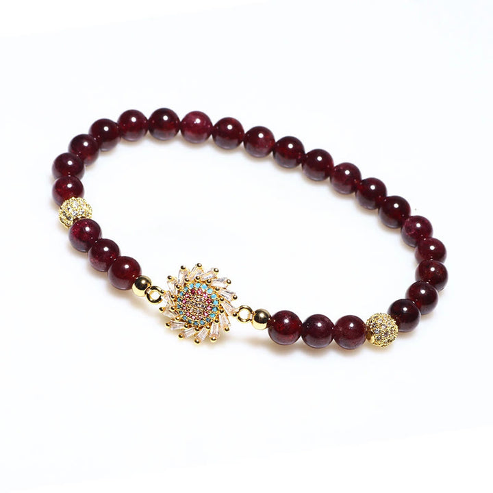 Bransoletka ochronna z Buddha Stones Naturalny kwiat granatu i cyrkonii