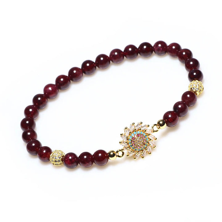 Bransoletka ochronna z Buddha Stones Naturalny kwiat granatu i cyrkonii