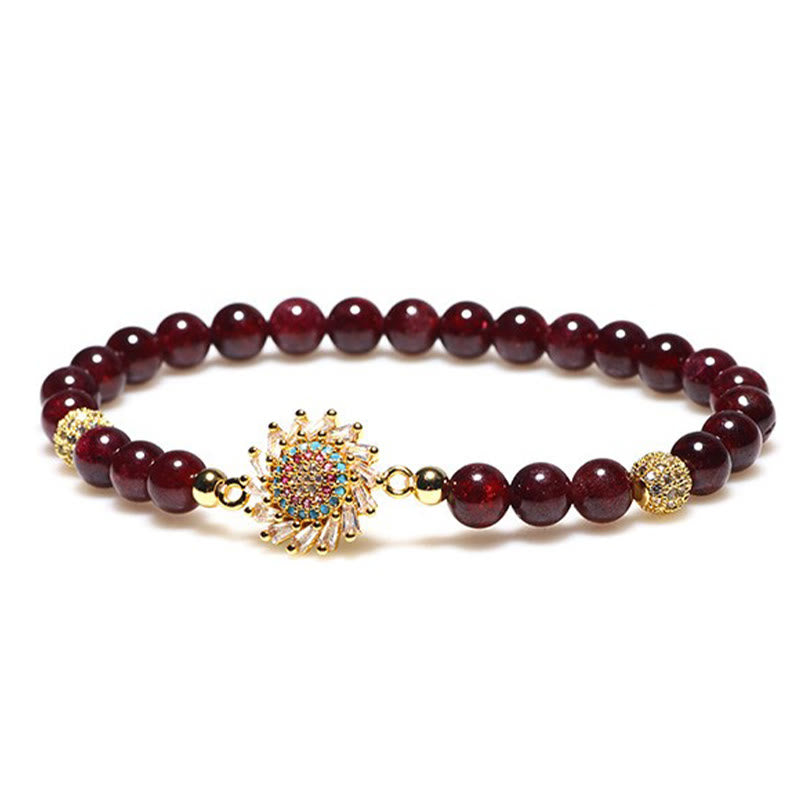 Bransoletka ochronna z Buddha Stones Naturalny kwiat granatu i cyrkonii