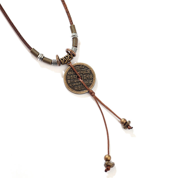 Kamienie Buddha Stones Górskie Wydaj Pieniądze Bagua Stop Miedzi Moneta Harmonia Naszyjnik Wisiorek