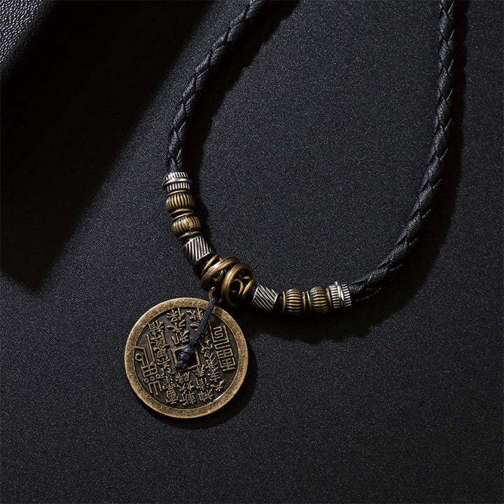 Kamienie Buddha Stones Górskie Wydaj Pieniądze Bagua Stop Miedzi Moneta Harmonia Naszyjnik Wisiorek