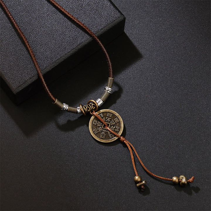 Kamienie Buddha Stones Górskie Wydaj Pieniądze Bagua Stop Miedzi Moneta Harmonia Naszyjnik Wisiorek