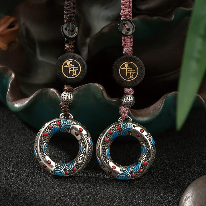 Buddha Stones Podwójna Ryba Koi Klamra Spokoju Bezpieczny I Dobrze Powodzenia Brelok