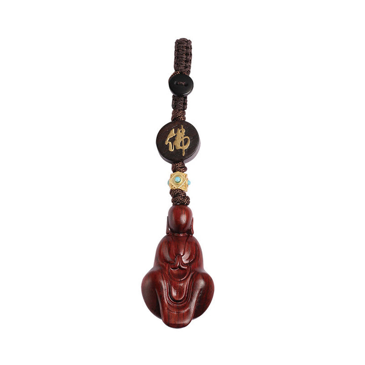 Buddha Stones Mały liść Czerwony Sandałowiec Bezpostaciowy Budda Ochrona Brelok