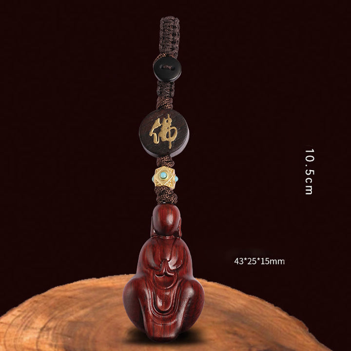 Buddha Stones Mały liść Czerwony Sandałowiec Bezpostaciowy Budda Ochrona Brelok