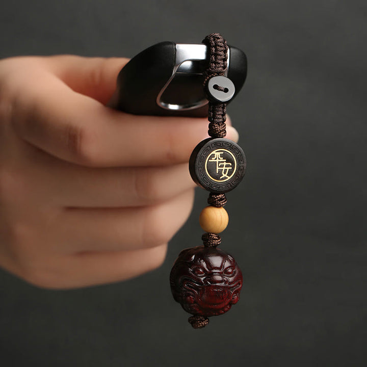Buddha Stones Mały liść Czerwony Sandałowiec PiXiu Bezpieczny i Dobrze Ochronny Brelok