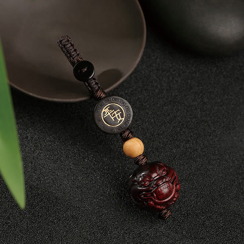 Buddha Stones Mały liść Czerwony Sandałowiec PiXiu Bezpieczny i Dobrze Ochronny Brelok