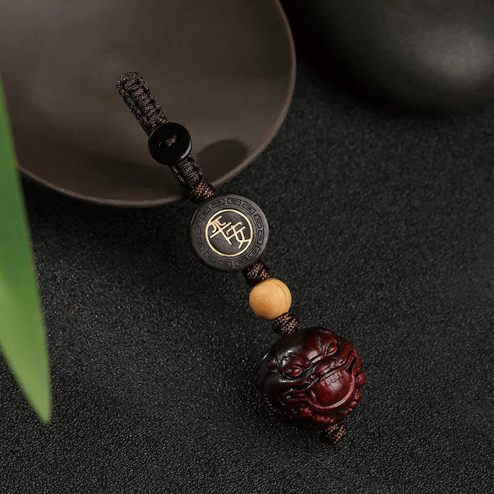 Buddha Stones Mały liść Czerwony Sandałowiec PiXiu Bezpieczny i Dobrze Ochronny Brelok