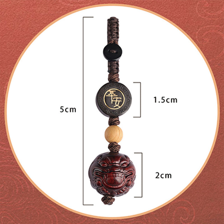 Buddha Stones Mały liść Czerwony Sandałowiec PiXiu Bezpieczny i Dobrze Ochronny Brelok