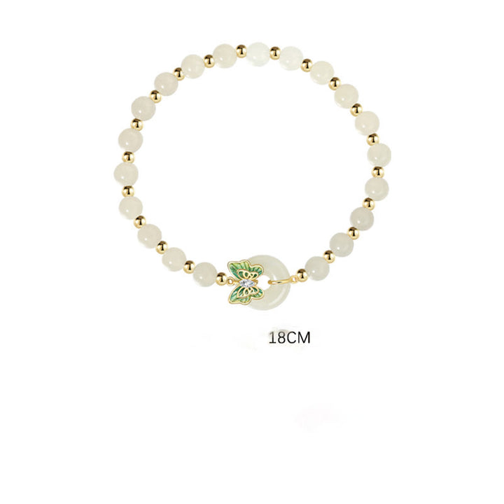 Buddha Stones 925 Srebro Sterling Naturalny Hetian Jade Klamra Pokoju Motyl Cyrkon Szczęścia Bransoletka Naszyjnik Wisiorek