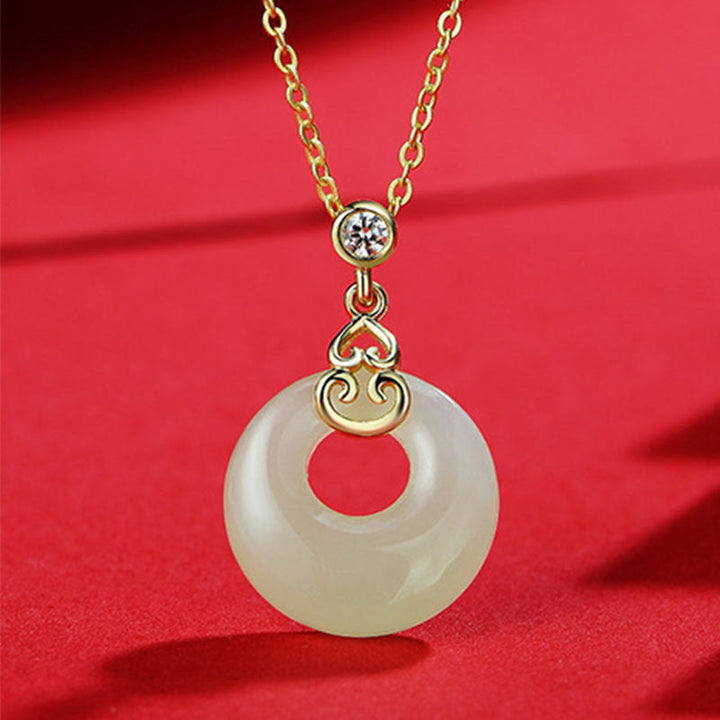 Buddha Stones 925 Srebro Sterling Naturalny Hetian Jade Gourd Klamra Pokoju Cyrkon Szczęścia Bransoletka Naszyjnik Wisiorek Kolczyki - Naszyjnik z jadeitu - image 12