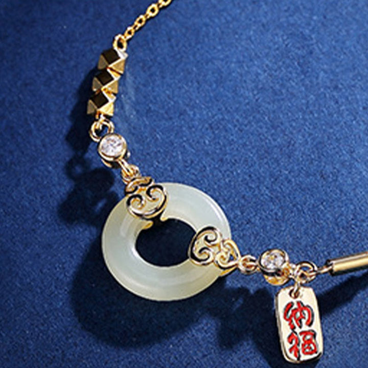 Buddha Stones 925 Srebro Sterling Naturalny Hetian Jade Gourd Klamra Pokoju Cyrkon Szczęścia Bransoletka Naszyjnik Wisiorek Kolczyki - image 4