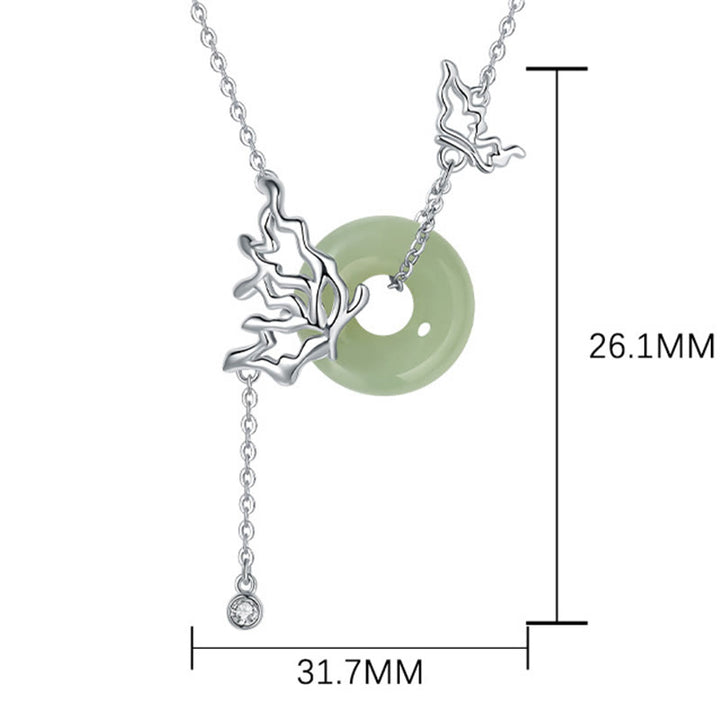 Buddha Stones 925 Srebro Sterling Naturalny Jadeit Hetian Klamra Pokoju Motyl Obfitość Naszyjnik Wisiorek - image 4