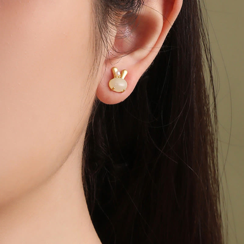 Buddha Stones 925 Srebro Sterling Naturalny Jadeit Hetian Słodkie Króliczki Perły Obfitość - image 4