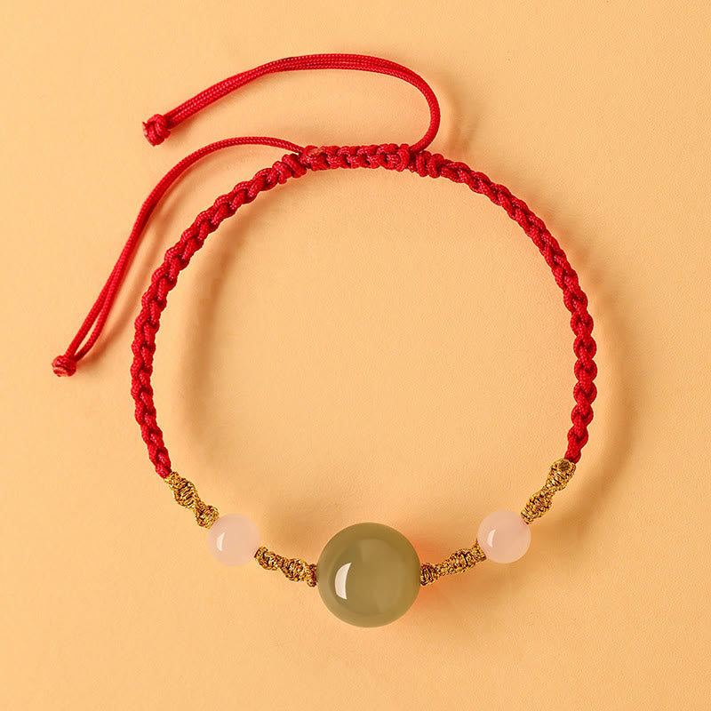 Buddha Stones Hetian Jade Czarny Onyks Czerwony Agat Koraliki Bransoletka Szczęścia Pleciona