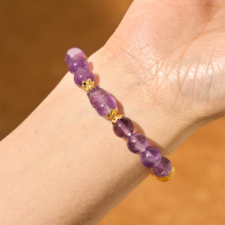 Bransoletka z Buddha Stones, cytrynu i ametystu , PiXiu Prosperity