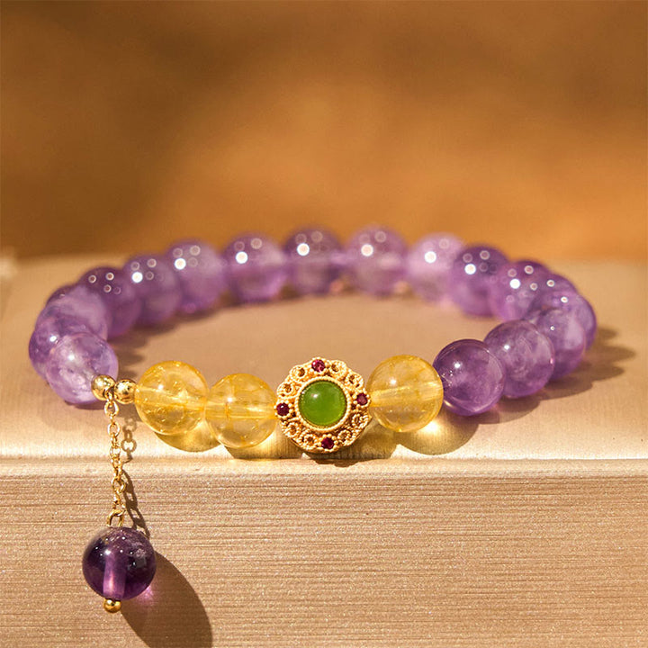 Bransoletka z Buddha Stones z naturalnego ametystu do medytacji i równowagi