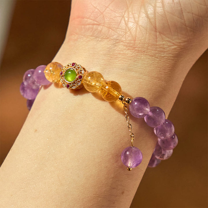 Bransoletka z Buddha Stones z naturalnego ametystu do medytacji i równowagi