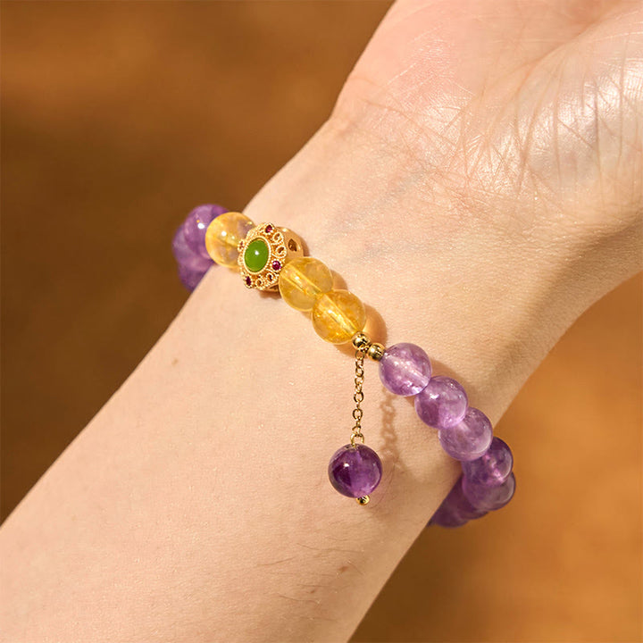 Bransoletka z Buddha Stones z naturalnego ametystu do medytacji i równowagi