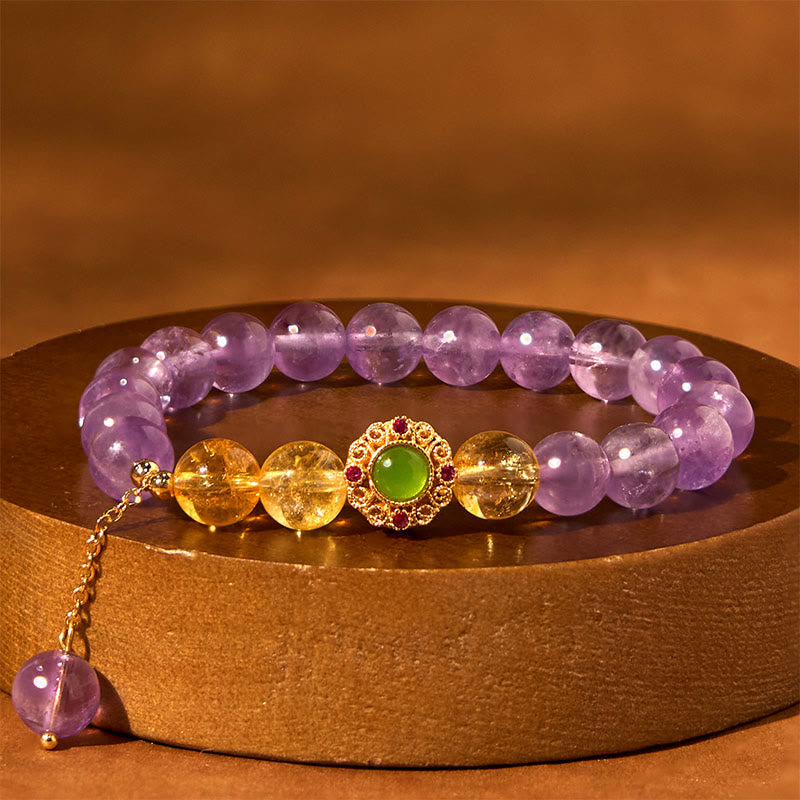 Bransoletka z Buddha Stones z naturalnego ametystu do medytacji i równowagi