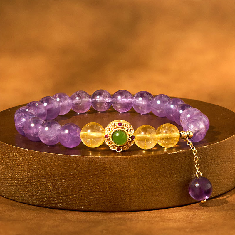 Bransoletka z Buddha Stones z naturalnego ametystu do medytacji i równowagi