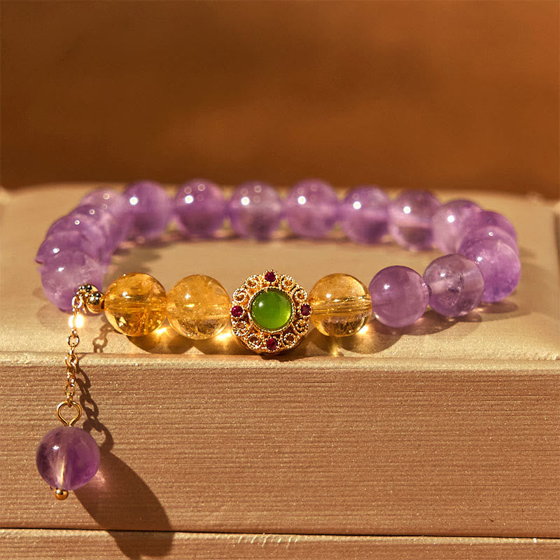 Bransoletka z Buddha Stones z naturalnego ametystu do medytacji i równowagi