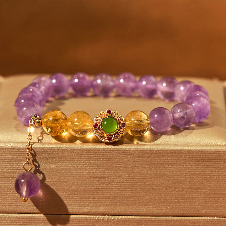Bransoletka z Buddha Stones z naturalnego ametystu do medytacji i równowagi
