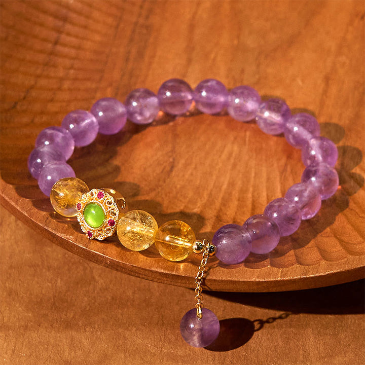 Bransoletka z Buddha Stones z naturalnego ametystu do medytacji i równowagi