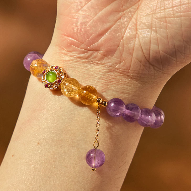 Bransoletka z Buddha Stones z naturalnego ametystu do medytacji i równowagi