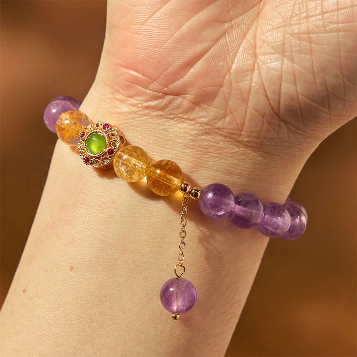 Bransoletka z Buddha Stones z naturalnego ametystu do medytacji i równowagi