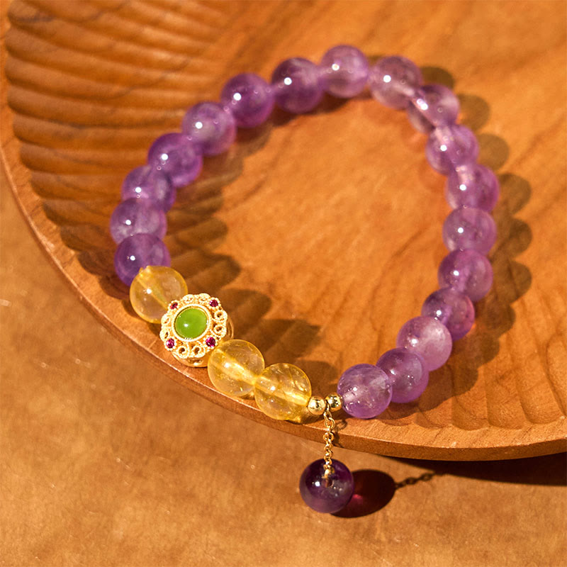 Bransoletka z Buddha Stones z naturalnego ametystu do medytacji i równowagi