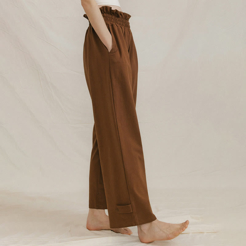 Buddha Stones Luźne Damskie Spodnie Spandex Z Kieszeniami Z Klamrą - image 5