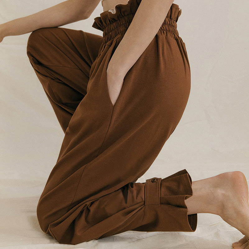 Buddha Stones Luźne Damskie Spodnie Spandex Z Kieszeniami Z Klamrą - image 7