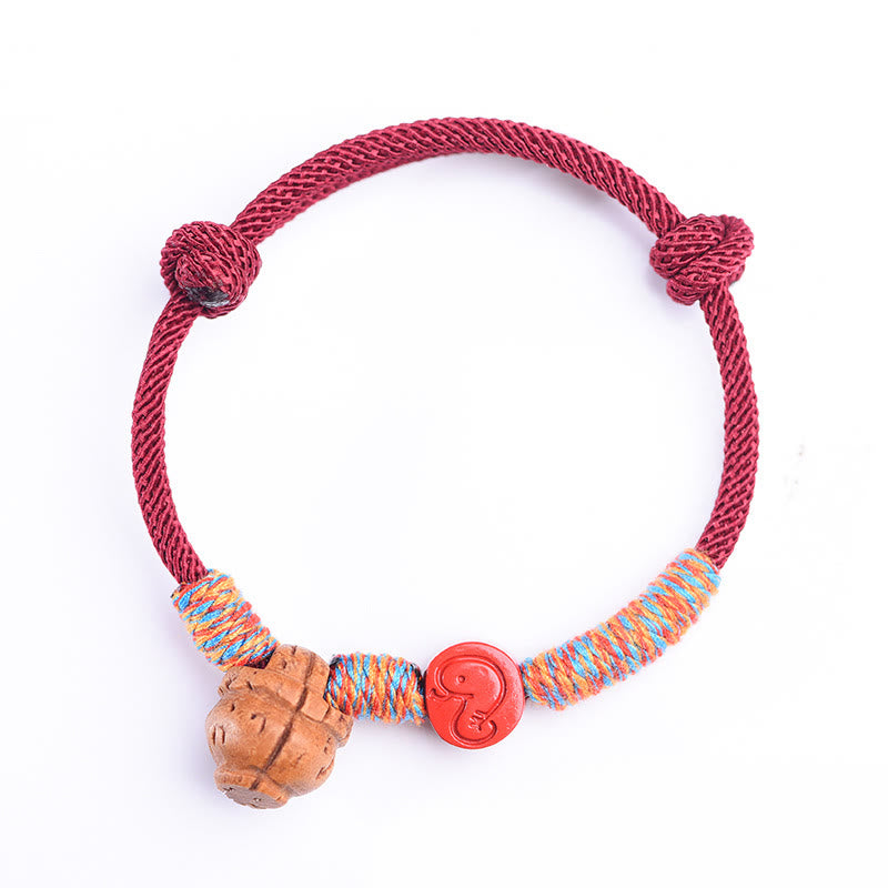 Buddha Stones Ręcznie robione Chińskie Zodiak Czerwony Sznurek Brzoskwiniowy Cynober Bransoletka Szczęścia