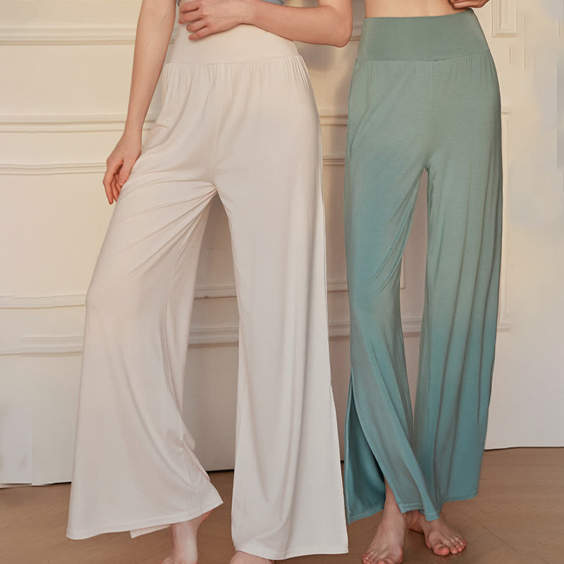 Spodnie damskie z szerokimi nogawkami i bawełny Buddha Stones Casual Plain High Waist Elastic - image 12