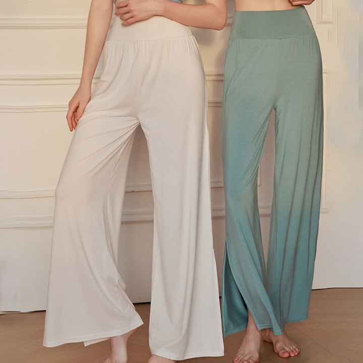 Spodnie damskie z szerokimi nogawkami i bawełny Buddha Stones Casual Plain High Waist Elastic - image 12