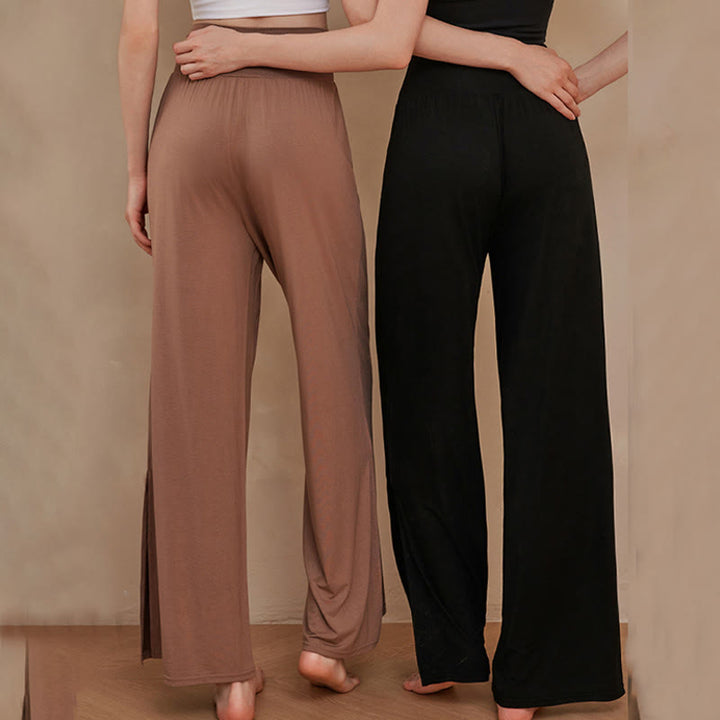 Spodnie damskie z szerokimi nogawkami i bawełny Buddha Stones Casual Plain High Waist Elastic - image 16