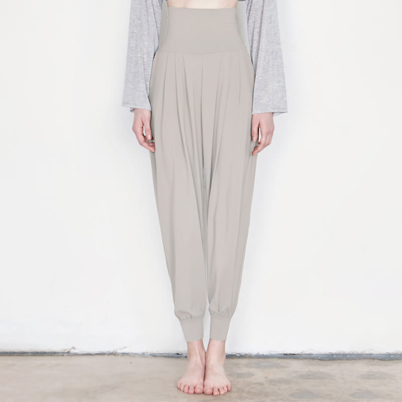 Buddha Stones Casual Plain High Waist Szybkoschnące Damskie Spodnie Leica Z Kieszeniami - Jasnoszary - US4, UK/AU8, EU36 (L) - image 36