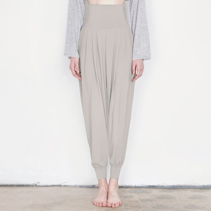 Buddha Stones Casual Plain High Waist Szybkoschnące Damskie Spodnie Leica Z Kieszeniami - Jasnoszary - US4, UK/AU8, EU36 (L) - image 36