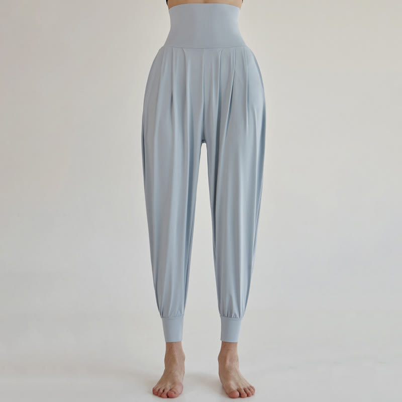 Buddha Stones Casual Plain High Waist Szybkoschnące Damskie Spodnie Leica Z Kieszeniami - PowderBlue - US4, UK/AU8, EU36 (L) - image 8