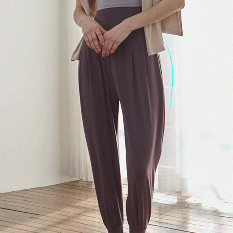 Buddha Stones Casual Plain High Waist Szybkoschnące Damskie Spodnie Leica Z Kieszeniami - image 15