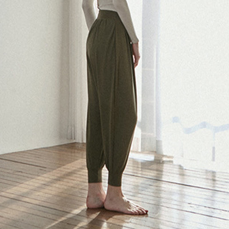 Buddha Stones Casual Plain High Waist Szybkoschnące Damskie Spodnie Leica Z Kieszeniami - image 5